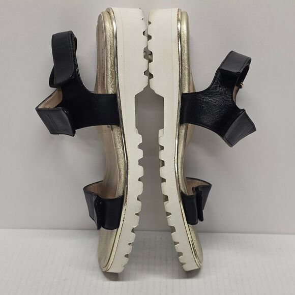 Ron White Catey Nappa Adjustable Black Leather Lug Sole Comfy Sandals 9.5 - Picture 2 of 8